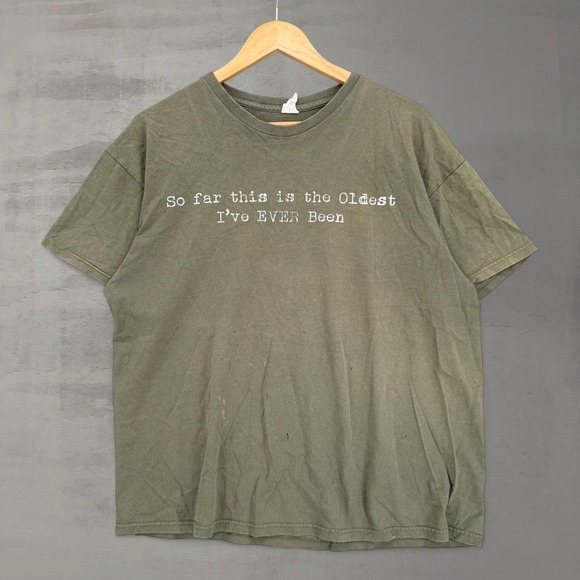 Unbranded Other - Vintage Graphic Tee Green Oldest I've Ever Been Funny Quote Shirt XL